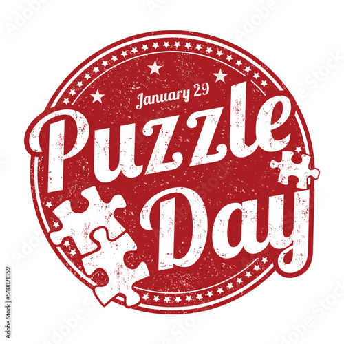 Puzzle day grunge rubber stamp
