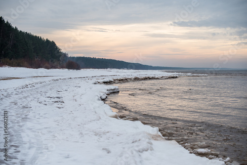 View to Baltic sea in winter in Saulkrasti in Latvia