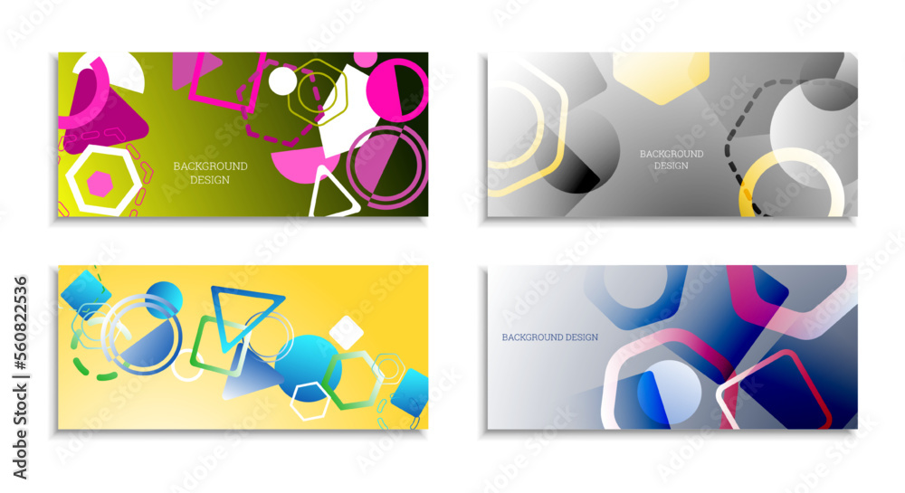 Geometric abstract background. Set of 4 backgrounds. Various geometric shapes. Cover design for school notebook or magazine, background, wallpaper. Eps vector Geometric abstract background. Set of 4 backgrounds. Various geometric shapes. Cover design for school notebook or magazine, background, wallpaper. Eps vector