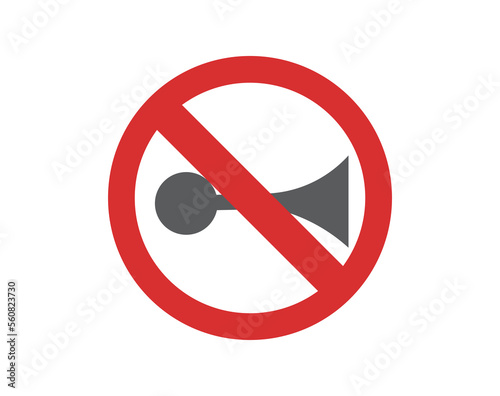 Isolated No Honking symbol. Traffic signal icon.
