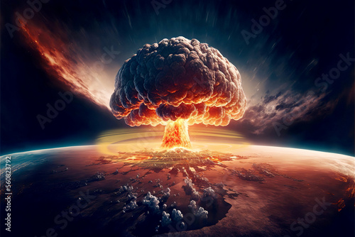 Nuclear explosion on the surface of the planet