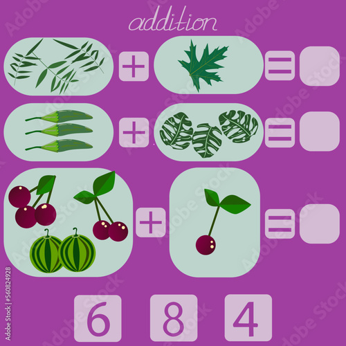 count the leaves and berries in the picture and put the desired number