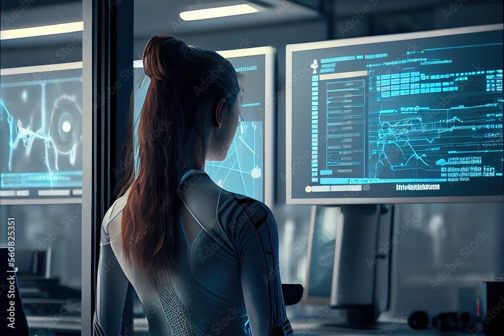 Future financial technology controlled by AI robot using machine learning and artificial intelligence to analyze business data and give advice on investment and trading decision. 3D illustration, ai Future financial technology controlled by AI robot using machine learning and artificial intelligence to analyze business data and give advice on investment and trading decision. 3D illustration, ai