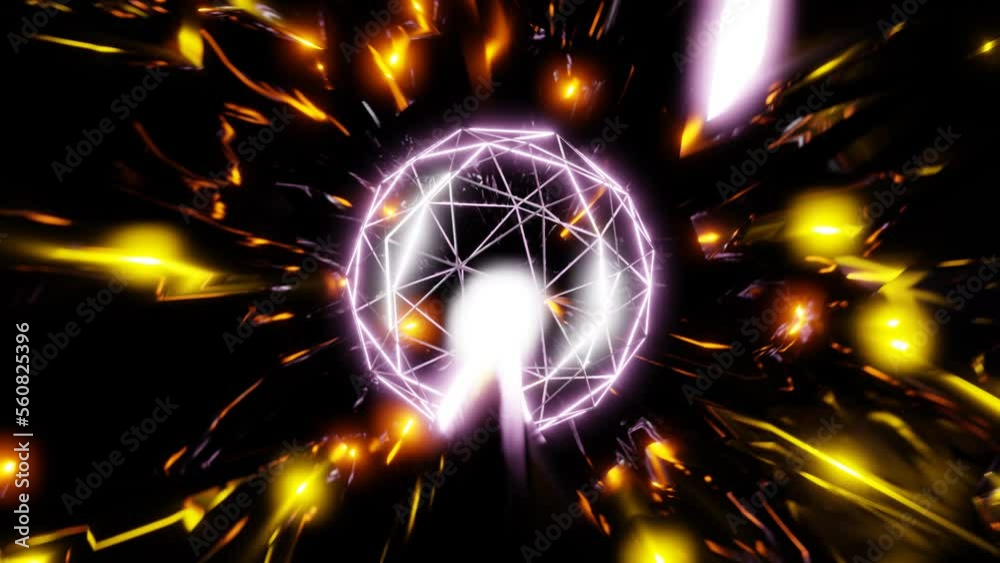 stars energy disco cyber ball in dark, abstract vj loop background templete. High quality 4k footage