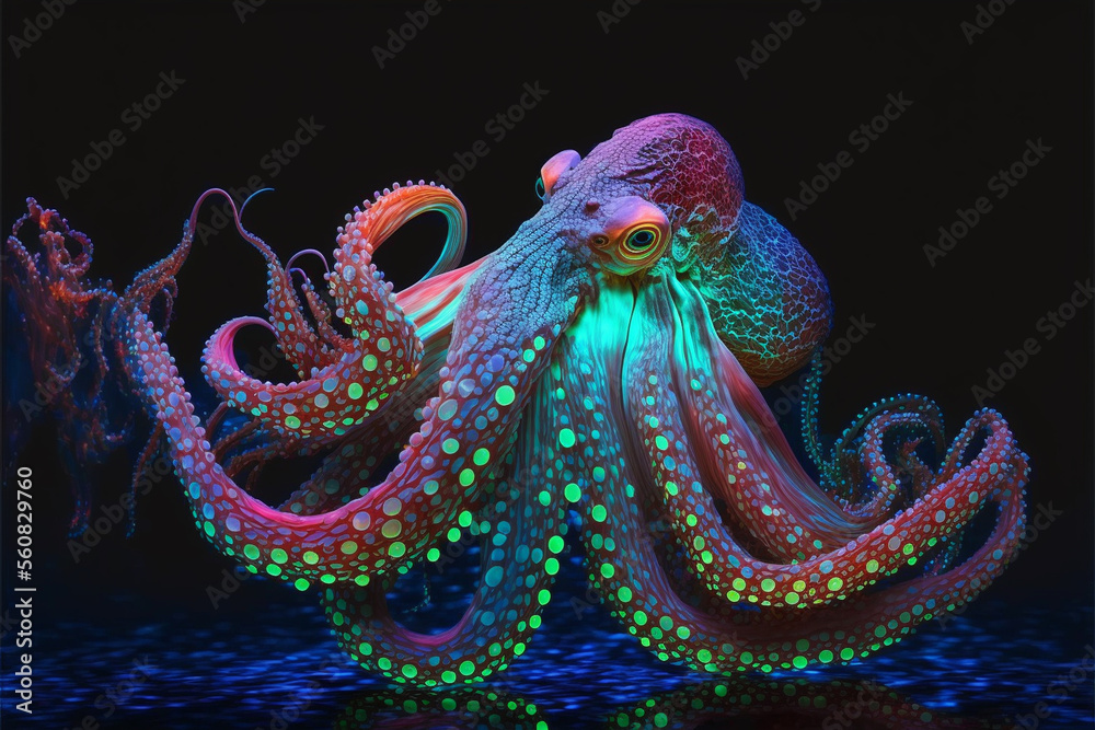 Glowing Octopus - Generative AI Glowing Octopus - Generative AI