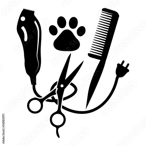 dog groomer svg png, pet grooming shop groomer animal barber comb salon dog bone hair cut hairstyle puppy canine wash logo svg png clipart vector cut Dog Grooming Hair Dryer Heart SVG Cut Files - Dog 