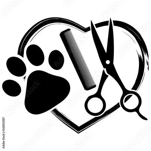 dog groomer svg png, pet grooming shop groomer animal barber comb salon dog bone hair cut hairstyle puppy canine wash logo svg png clipart vector cut Dog Grooming Hair Dryer Heart SVG Cut Files - Dog 