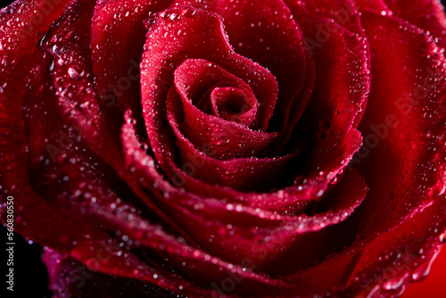 Abstraction Floral macro background. Close-up water drops on red rose flower. beauty  flowers  blossom