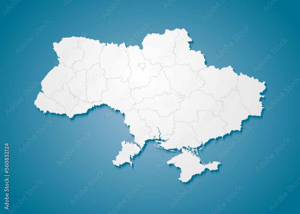 Creative map country Ukraine divided on regions