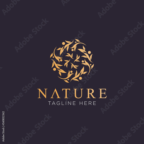 Nature logo abstract with elegant floral ornament