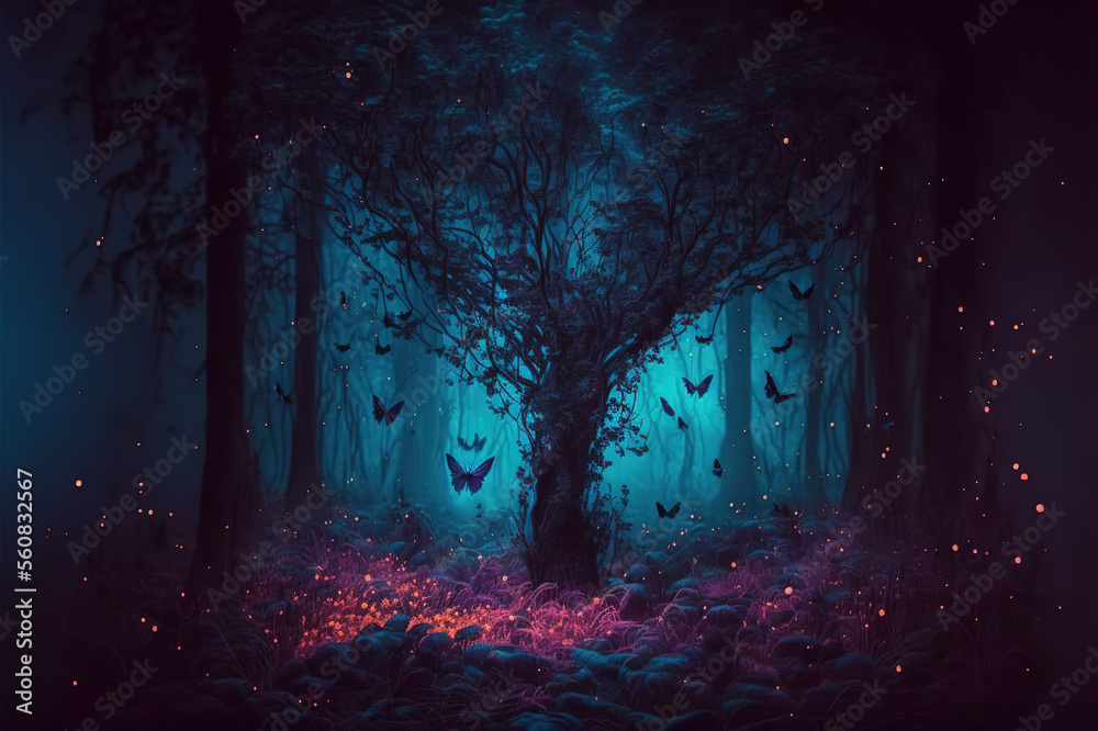 Magical fairytale forest, Generative AI