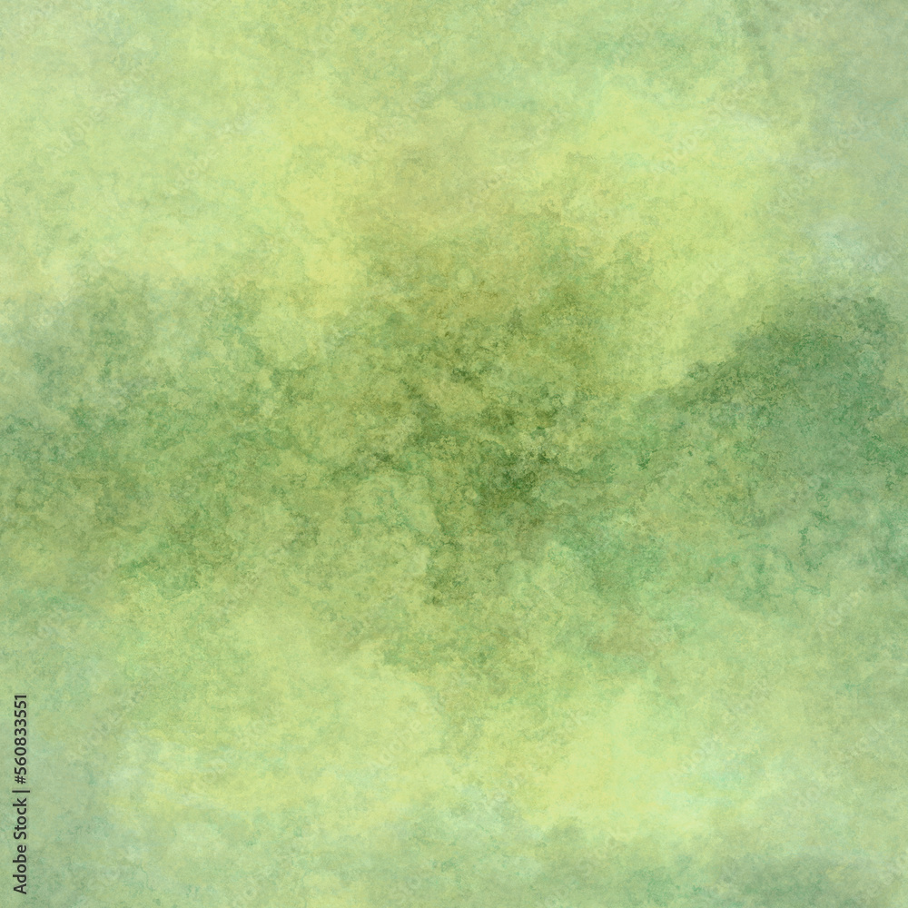 Bright fresh green aquarelle painted background with brown undertone and grey empty center