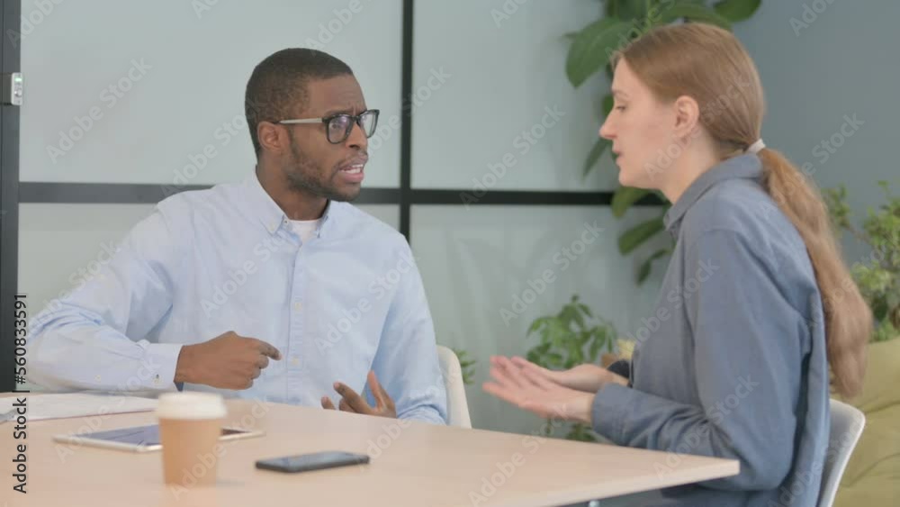 African Businessman Arguing with Businesswoman, Problems African Businessman Arguing with Businesswoman, Problems