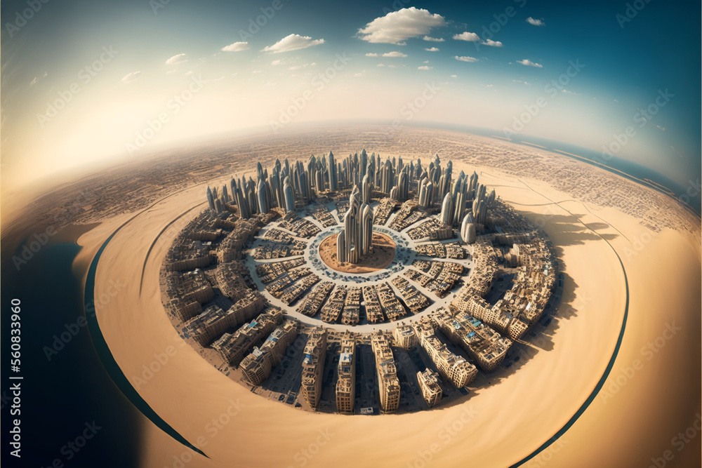 View of Dubai in 100 years, futuristic image