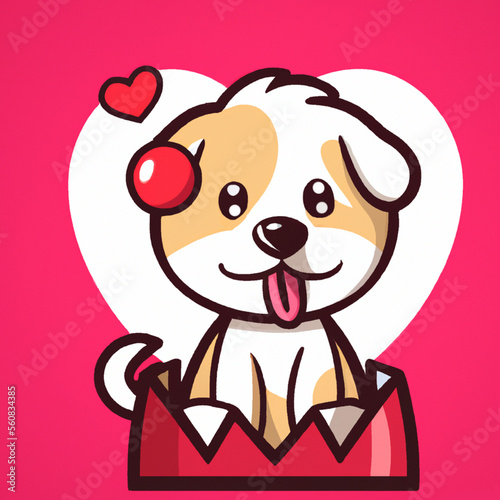 cute valentine s day card with smiling dog