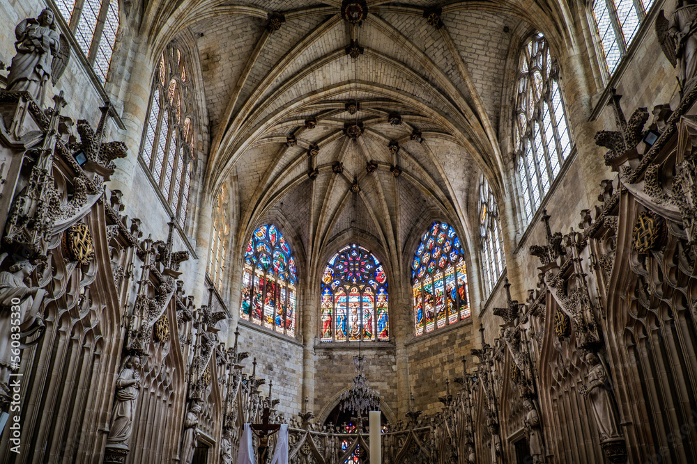 Interior of the gothic cathedral of Condom in the south of France (Gers)