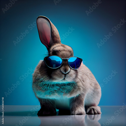 Сool rabbit in sunglasses. Illustration Generative AI