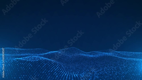 Abstract blue waves animated background, Animation cyber or technology background.