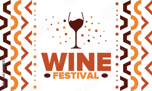 Wine Festival. For wine lovers. Wine tasting. Event for professionals in the wine industry. Winery, restaurants and bars. Trainings and master class for sommelier. Wineglass. Vector illustration