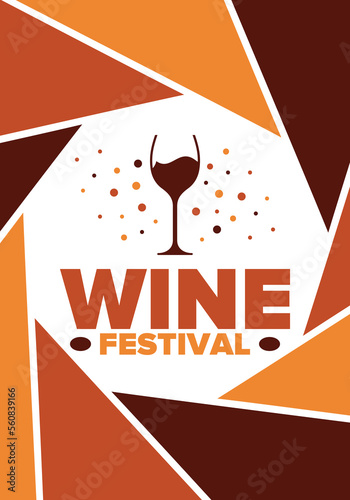 Wine Festival. For wine lovers. Wine tasting. Event for professionals in the wine industry. Winery, restaurants and bars. Trainings and master class for sommelier. Wineglass. Vector illustration