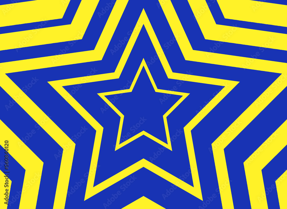 Many stars, repeated one inside the other, yellow shapes on a blue background.
Many stars, repeated one inside the other, yellow shapes on a blue background.