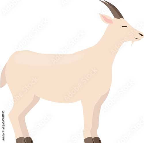 White goat icon. Cartoon farm livestock animal