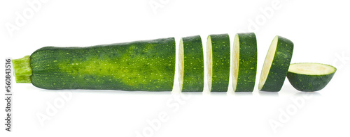 Green zucchini isolated on white background.