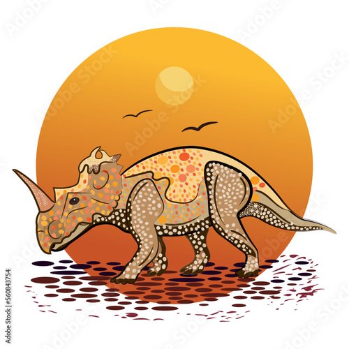 Isolated colored sketch of a triceraptops dinosaur Vector