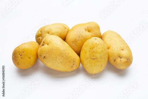 Raw potatoes isolated on white background