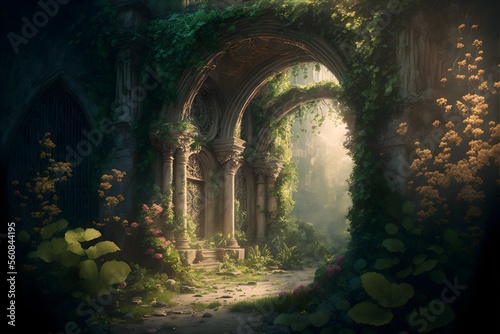 Secret garden of a beautiful castle.