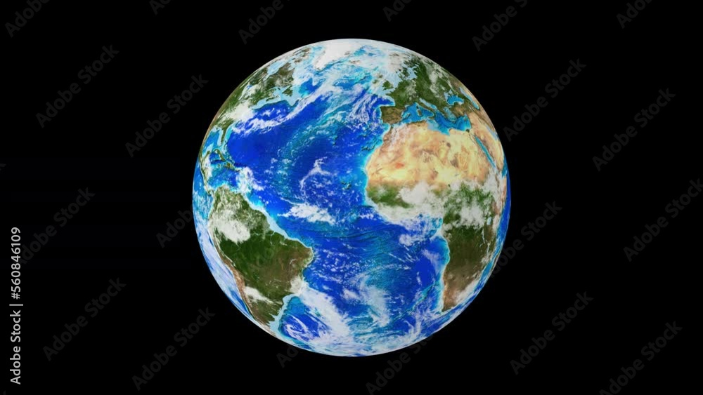 The planet earth rotates isolated by the alpha channel in seamless loop.3D earth.Earth from space. The planet earth rotates isolated by the alpha channel in seamless loop.3D earth.Earth from space.