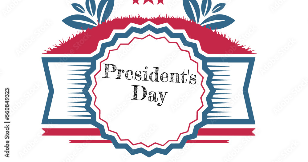 Fototapeta premium Image of president's day text over hat coloured with american flag