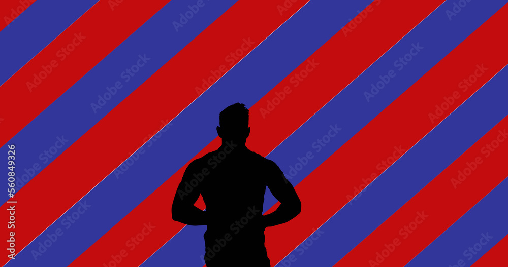 Obraz premium Image of silhouette of man over american flag