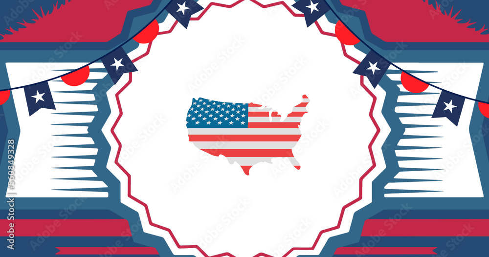Fototapeta premium Image of usa coloured with american flag over american flag