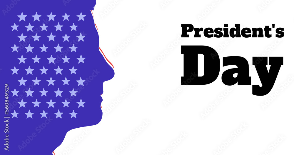 Obraz premium Image of heads coloured with american flag and president's day text