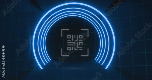 Image of flickering white qr code on blue background