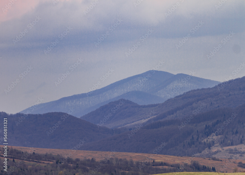 mountains in the fog