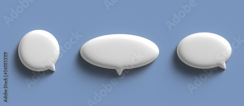 3d square white empty chat bubbles