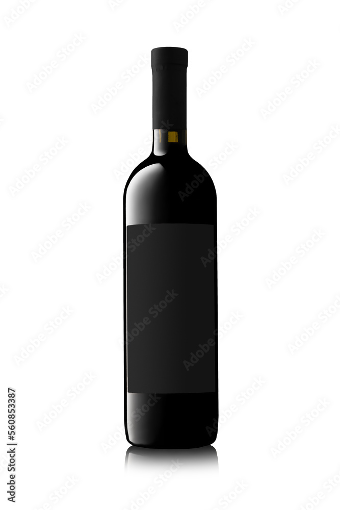 Red wine bottle with label on white backgrond Red wine bottle with label on white backgrond