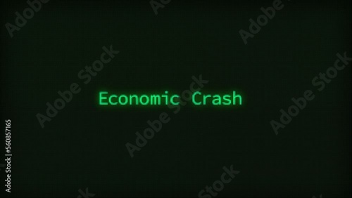 Retro Computer Coding Text Animation Typing Economic Crash, CRT Monitor Style