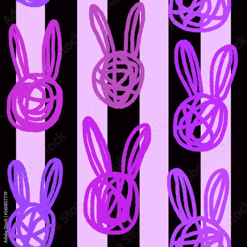 Abstract animals seamless rabbit bunnies pattern for wrapping paper and kids clothes print and fabrics