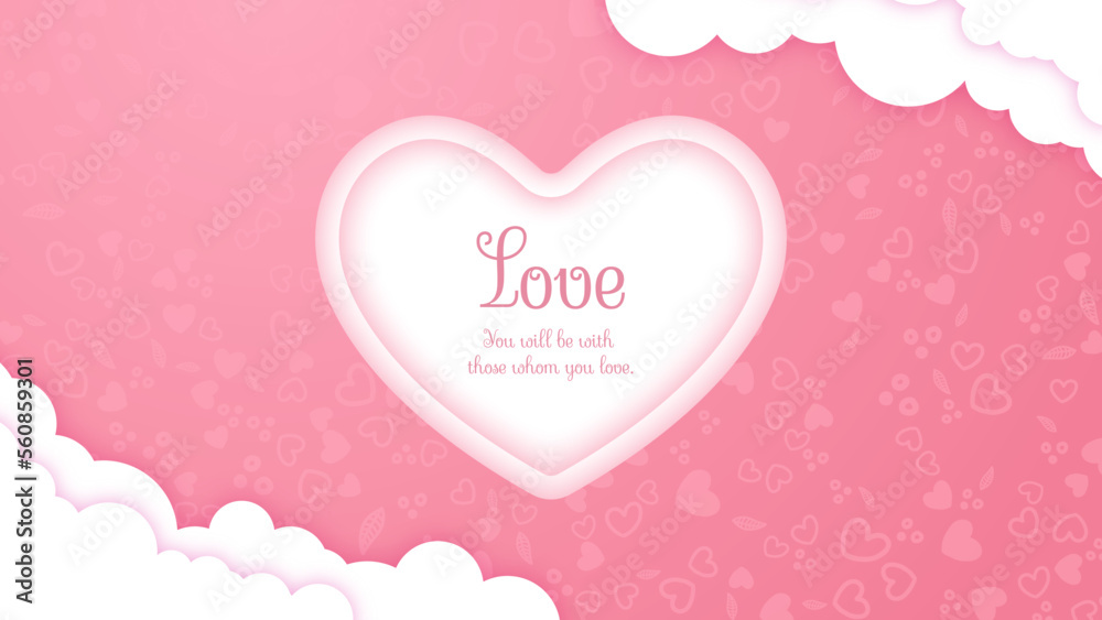 Pink valentines day background in paper style. Paper style valentines day greeting cards