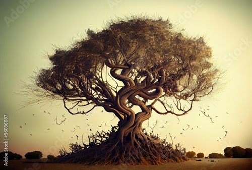 illustration of tree in desert area  image by AI