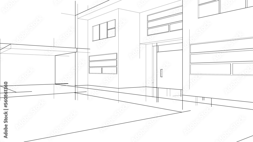 house building sketch architectural 3d illustration house building sketch architectural 3d illustration