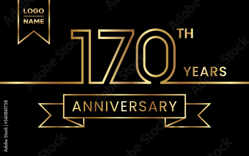 170th Anniversary template design with gold color for celebration event, invitation, banner, poster, flyer, greeting card. Line Art Design, Logo Vector Template