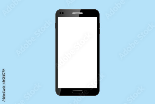 smartphone in vector on blue background, phone mockup