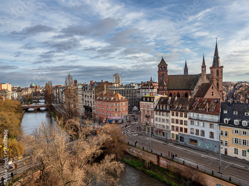 Strasbourg old city center panoramic overview from high point