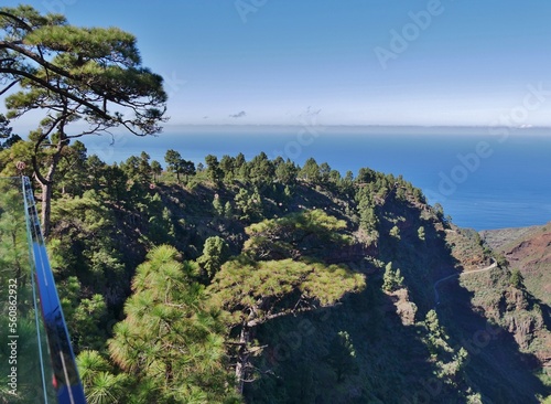 Neue Seilbahn in Puntagorda auf la Palma zwischen Kiefern photo