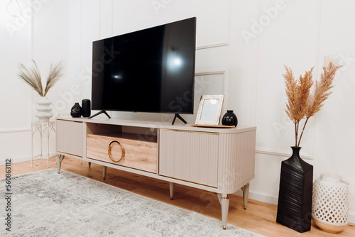 Interior design details with stylish accessories and modern furniture