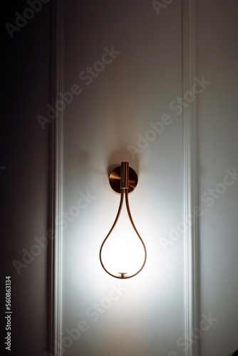 Close up details of elegant light fixtures in modern city designer apartment